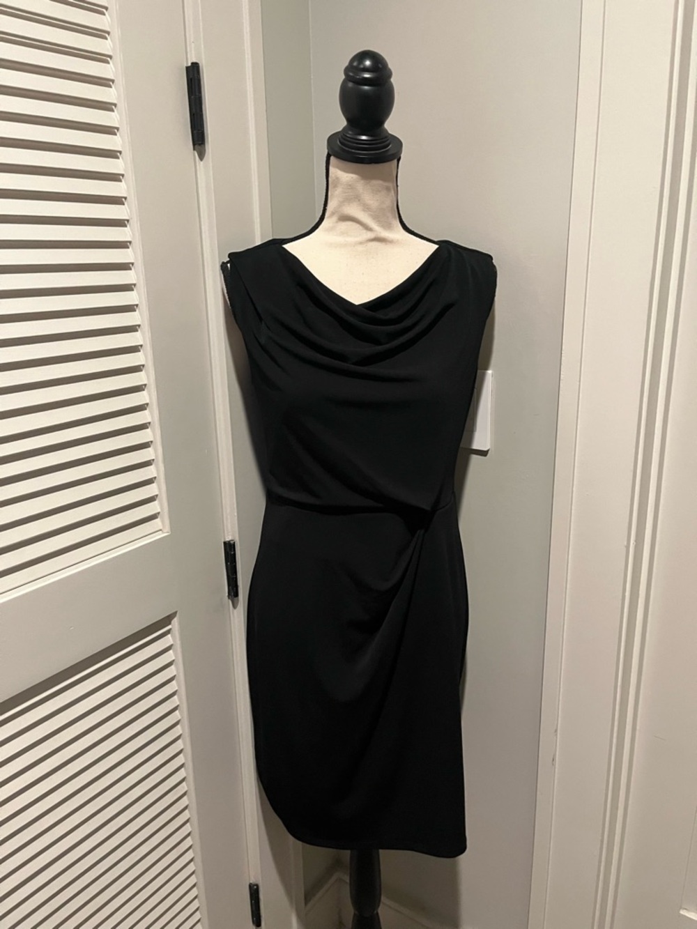 Ann Taylor Black Draped Cowl Neck Mini Dress